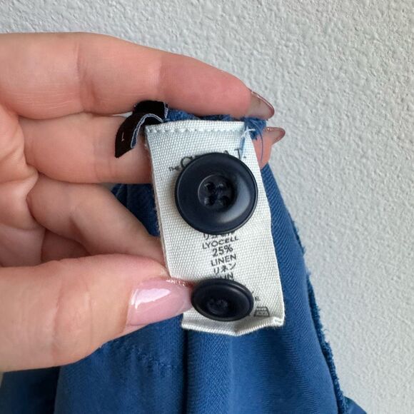 The Great. Flutter Army Jacket Utility Button Blue Cotton Linen Women's 3 Large - Picture 10 of 11